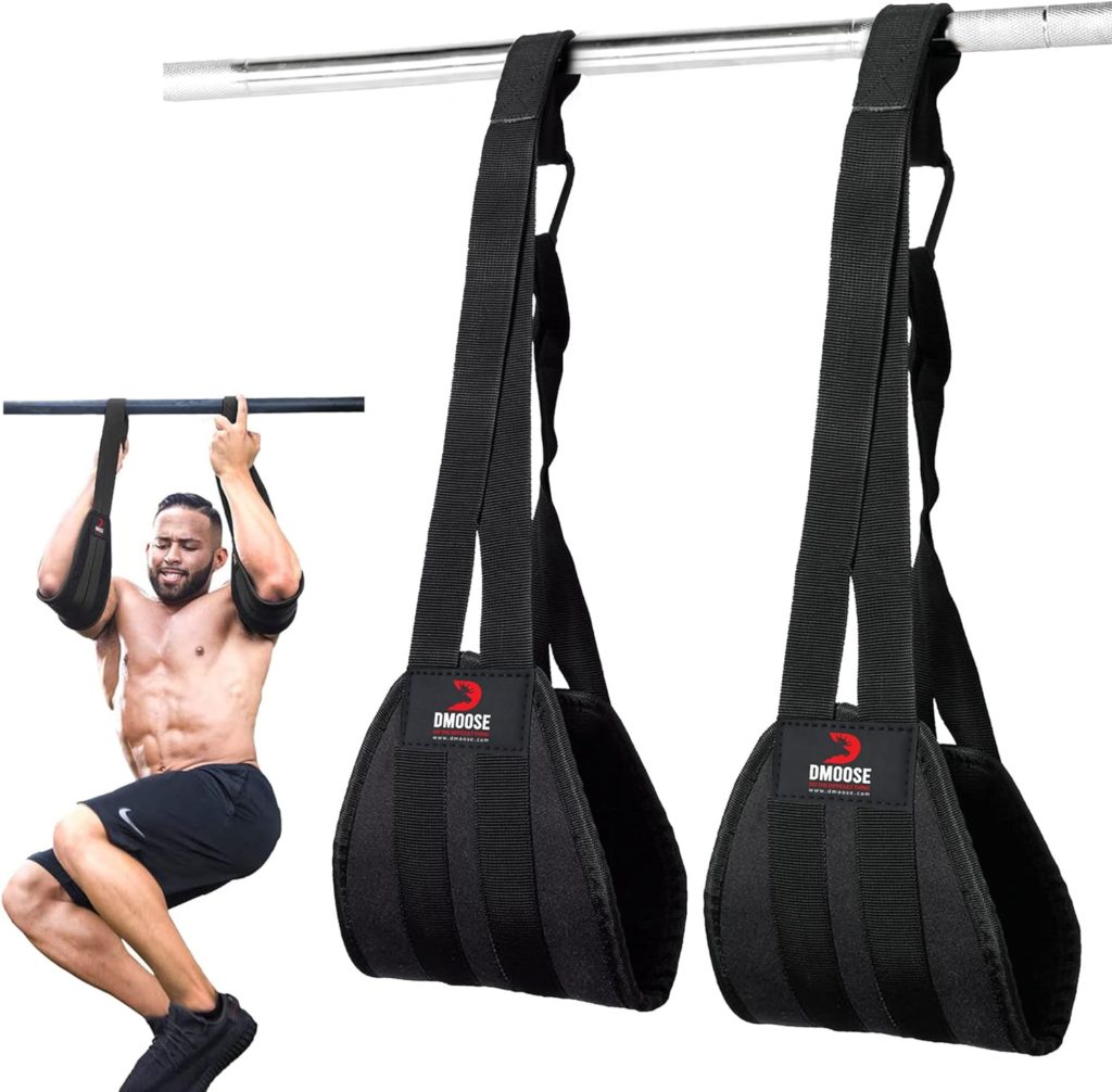 DMoose Hanging Ab Straps for Pull Up Bar  Abdominal Muscle Building, Rip Resistant and Padded Arm Support for Ab Workout, Ab Sling Straps for Knee and Leg Raises, Pull Up Straps for Men and Women