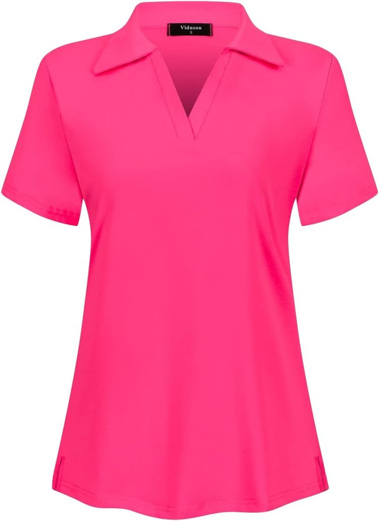 Vidusou Womens Short Sleeve Golf Polo Shirts Tennis Shirts Sport T-Shirts Workout Tops